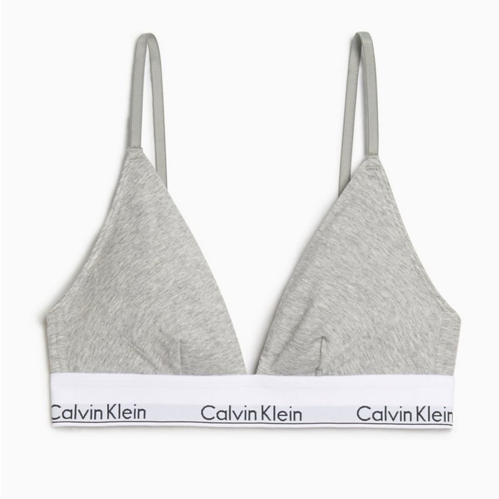 Calvin Klein Gray Triangle Bralette Soft Wireless Comfort - Picture 3 of 3